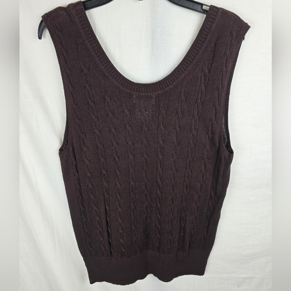 NWOT George Brown Cable Knit Sleeveless Sweater Vest Sz L - Picture 4 of 8